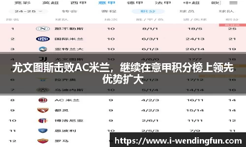 尤文图斯击败AC米兰，继续在意甲积分榜上领先优势扩大